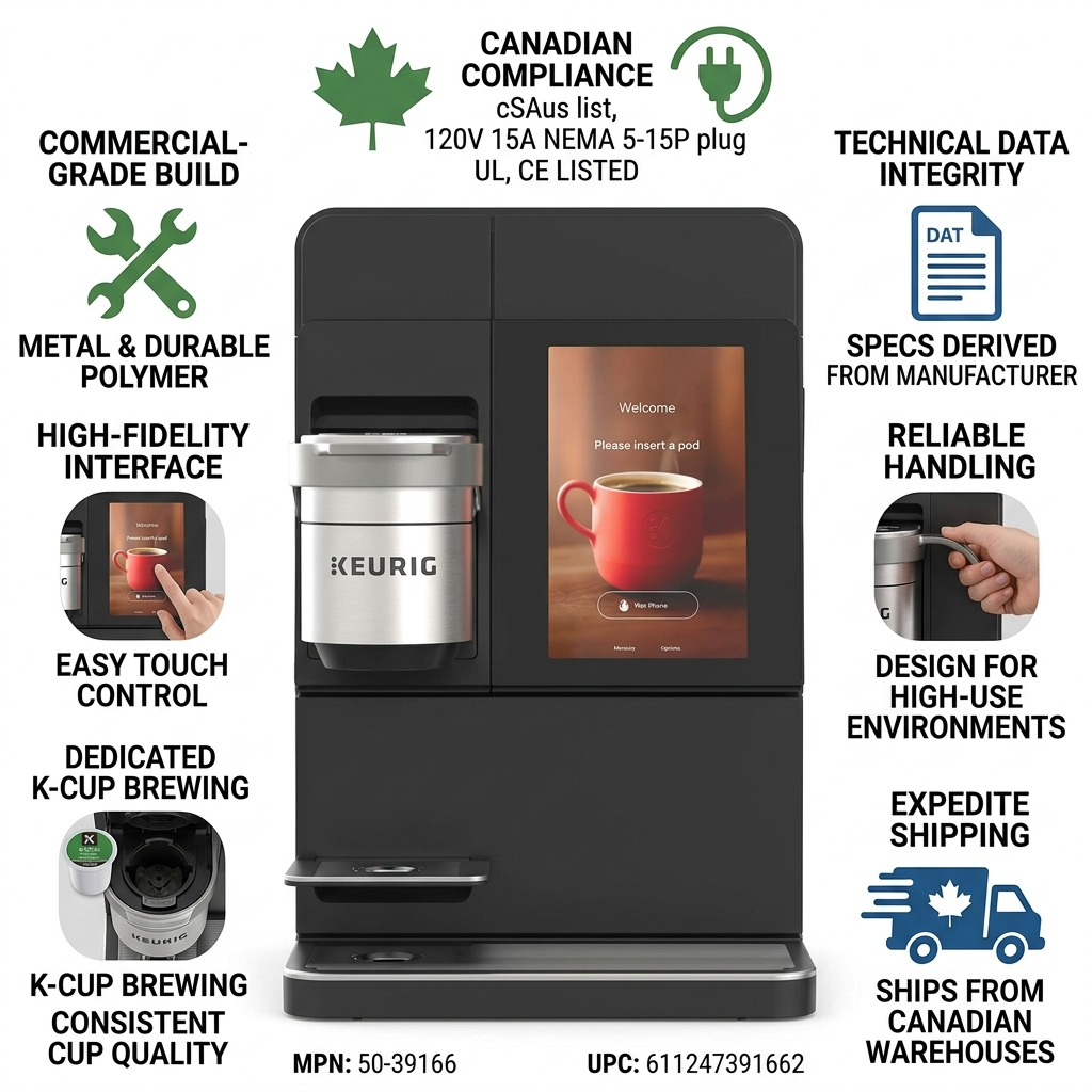Infographic detailing the commercial features of the Keurig K4500 coffee maker for Canadian businesses.