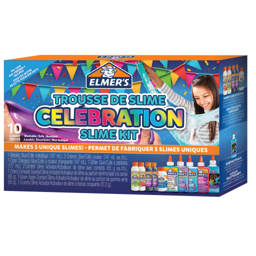 Elmer's Celebration Slime Kit, Slime Supplies Include Assorted Magical Liquid Slime Activators and Assorted Liquid Glues, 10 Count