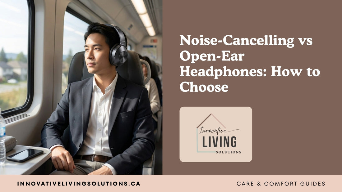 Noise-Cancelling vs Open-Ear Headphones: How to Choose, Care & Comfort Guides by Innovative Living Solutions