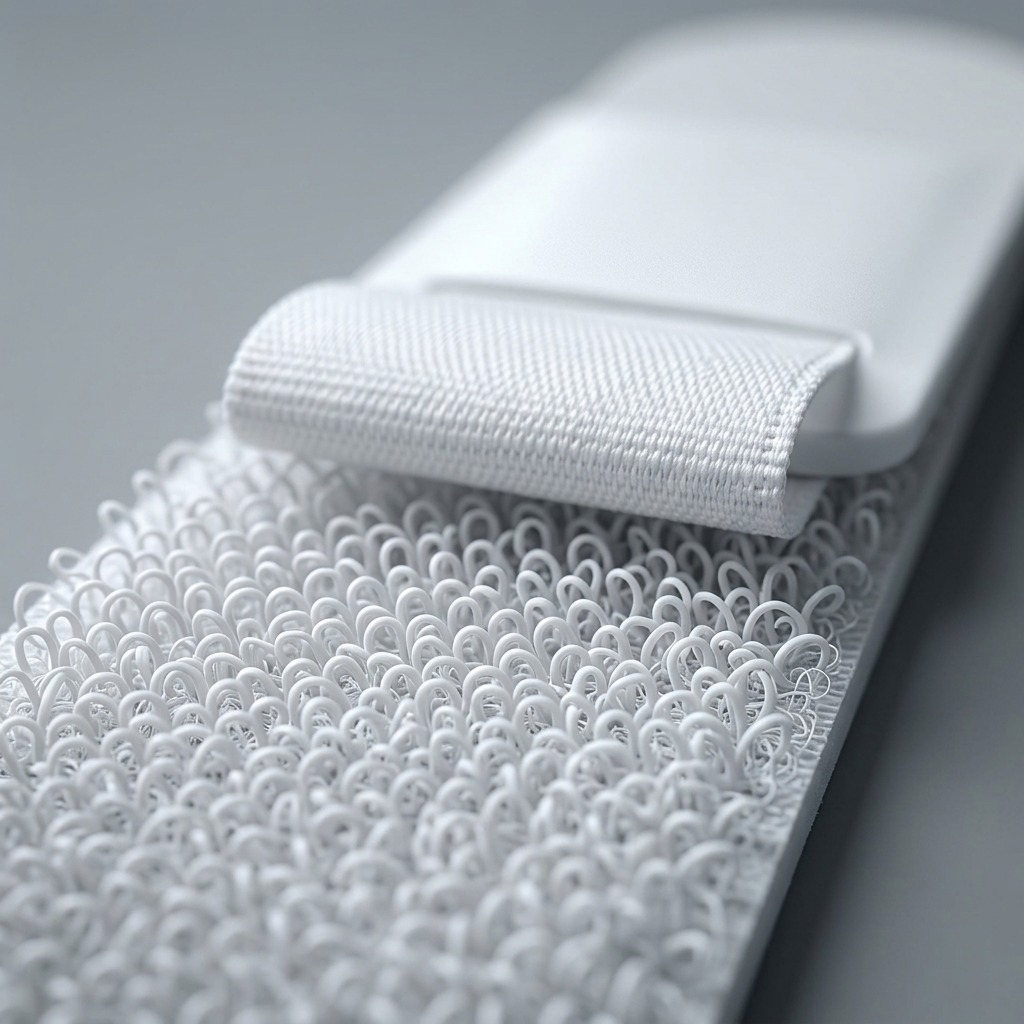 Macro close-up of Command 17206-S120NA Strips, detailing the dual-sided hook and loop microstructure.