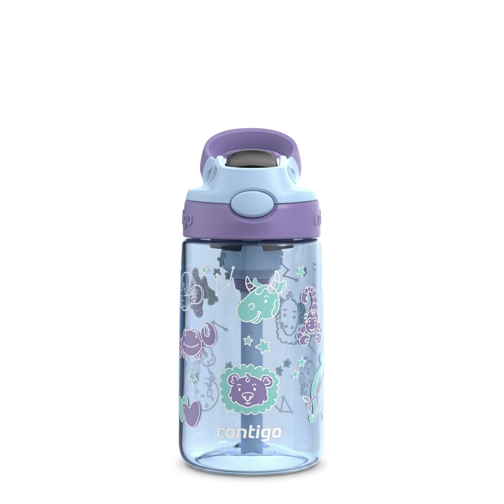 Hero shot of the Contigo Aubrey water bottle, Periwinkle Amethyst Zodiac, 14 oz (414 mL).