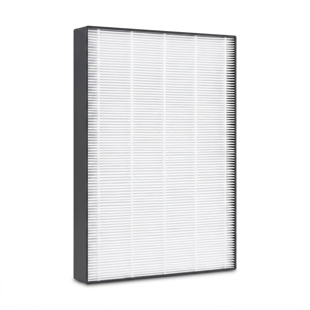 A high-resolution photo of the SHARP FZK50HFU True HEPA replacement filter for FPK50UW, white, with a gray frame on a white background.
