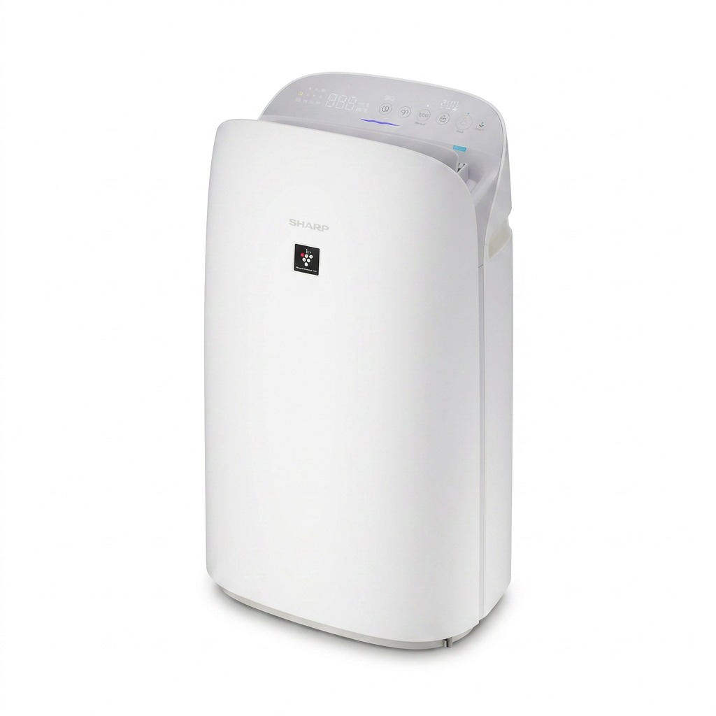 Studio product shot of the Sharp KCP70CW air purifier on a white background.