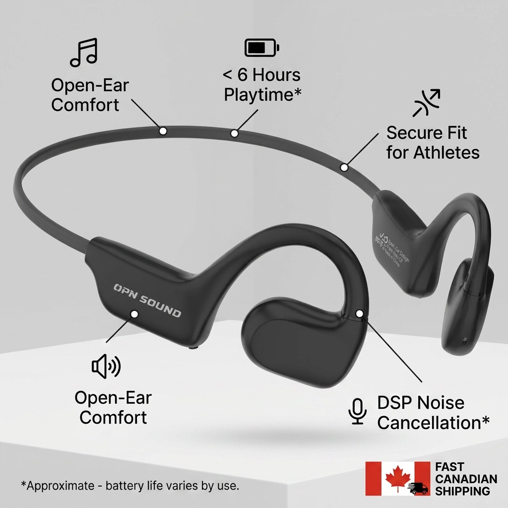 A feature callout matrix graphic for OPN Sound Aperto headphones.